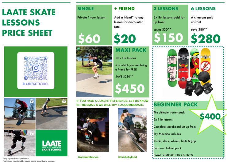 SKATE LESSONS GIFT CARDS