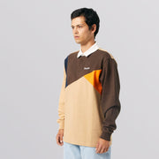 MIXED UP LONG SLEEVE POLO - BROWN